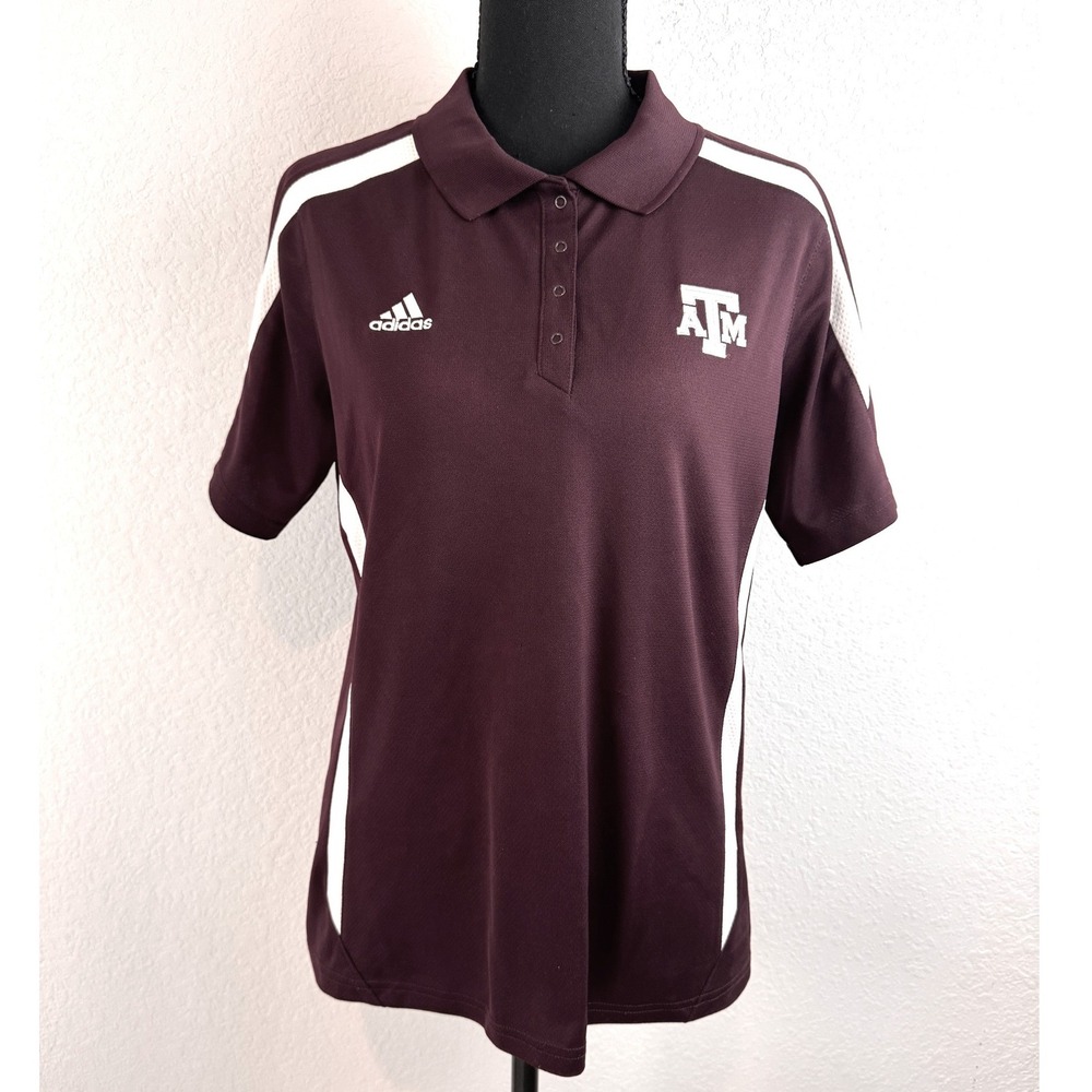 Adidas Texas A&M Aggies Climalite Polo Shirt Maroon Women's Medium NCAA‎